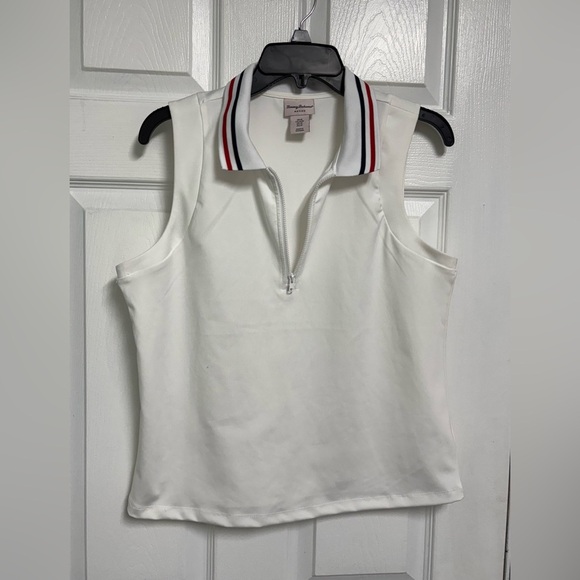 Tommy Bahama Tops - Tommy Bahama Active Sleeveless Golf Top White 1/4 Zip Collared Sporty Size M